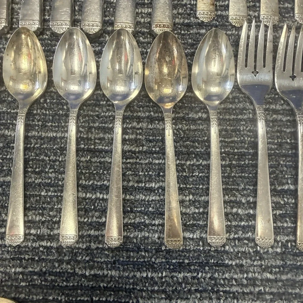 48 Pcs Oneida Surf Club Silver Plate 1881 Rogers Ltd Silverware Flatware Vintage